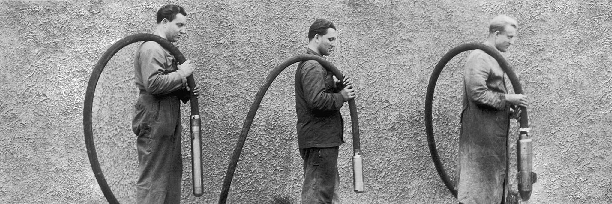 威克诺森首台插入式振动器的历史照片。